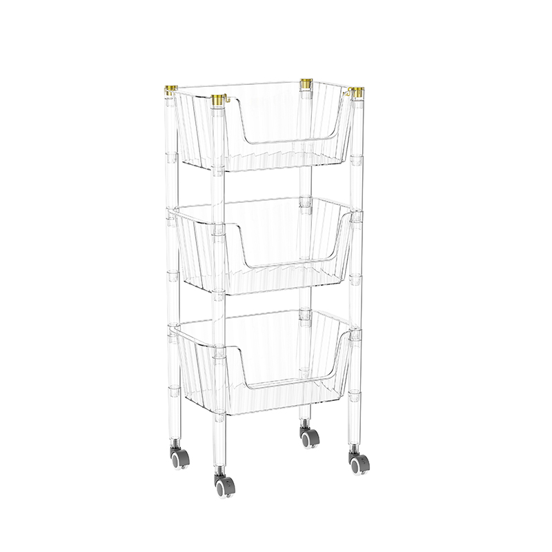 Bersihkan keranjang utilitas 3-lacak dengan roda